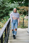 Model wearing the Inner Beauty Shawl as perfect transitional piece for the seasons