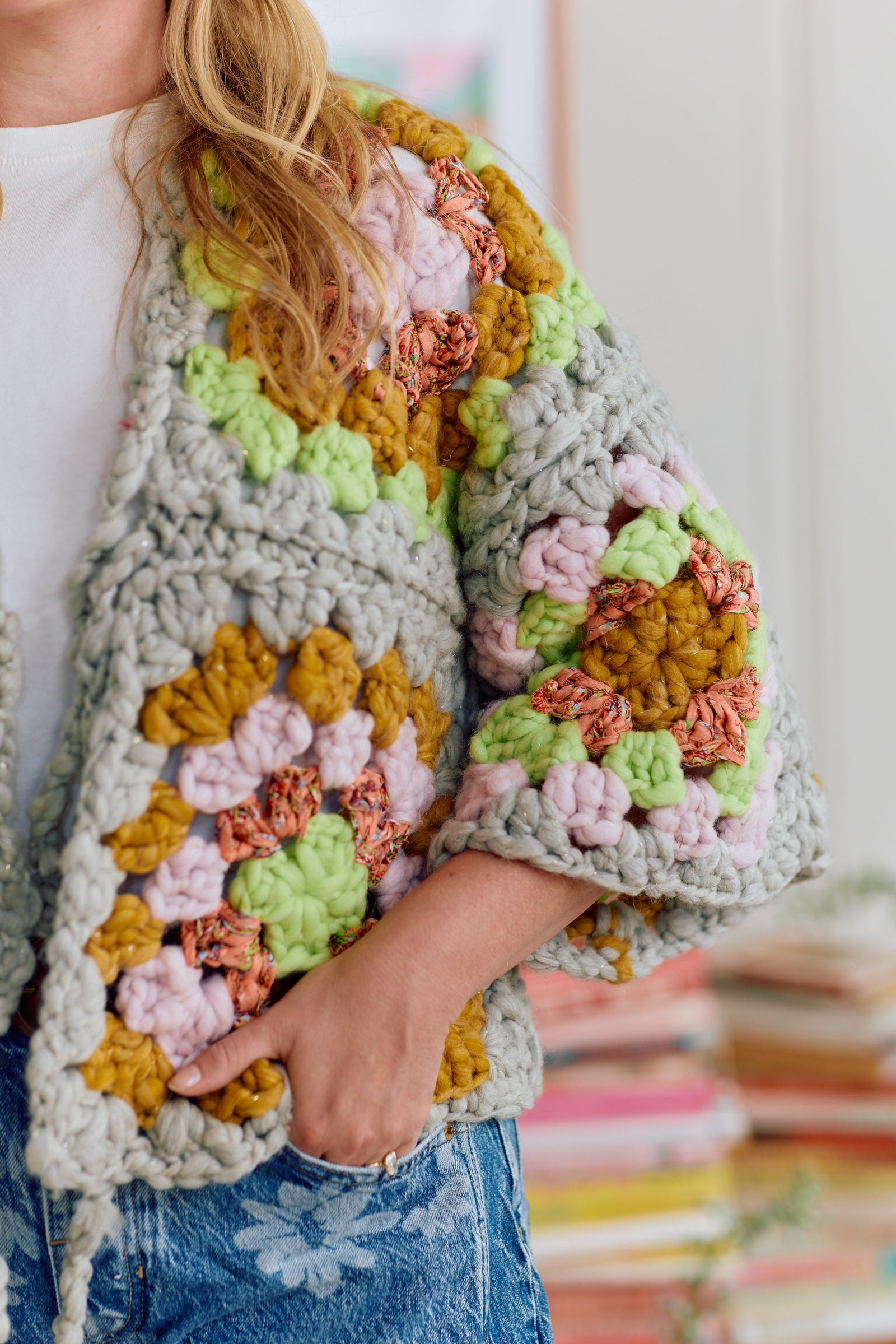 Maisie Cardi ~ Fog Heather / Lotus Petal Sample 27