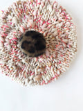 Merci Beaucuop Beret with Leopard Pom Pom 