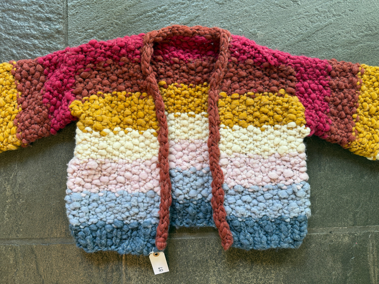 SOLD Over the Rainbow Cardi ~ Multi Spun Cloud Sample 89