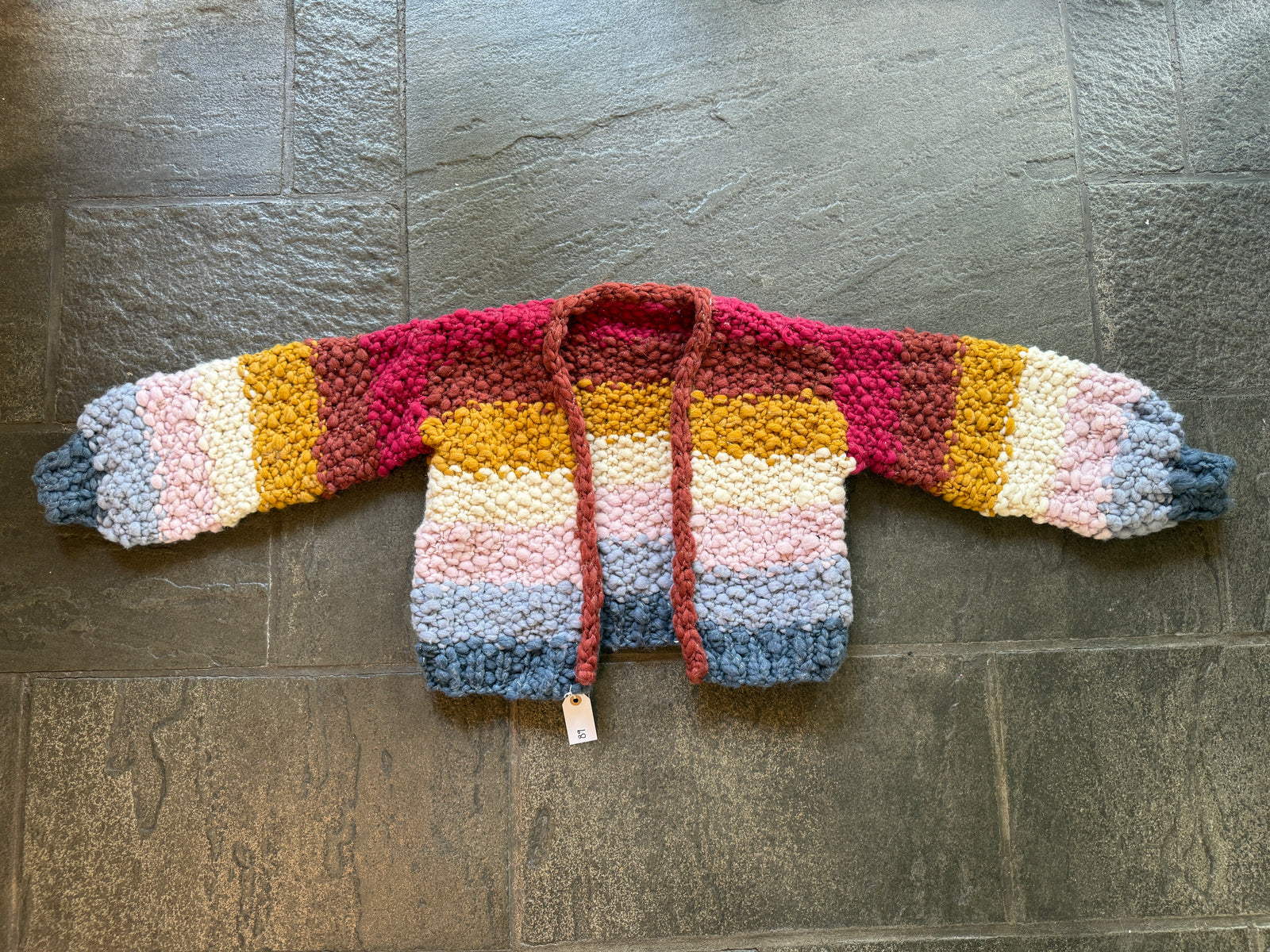 SOLD Over the Rainbow Cardi ~ Multi Spun Cloud Sample 89