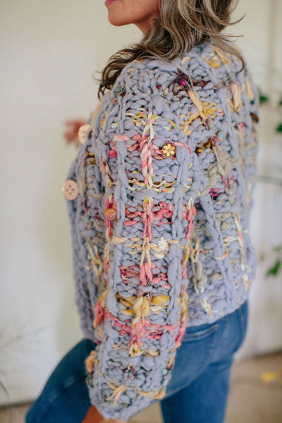 Plaid Party Cardi Fall 2020 KAL Kit Breezy Blue/Ochre Twist Combo