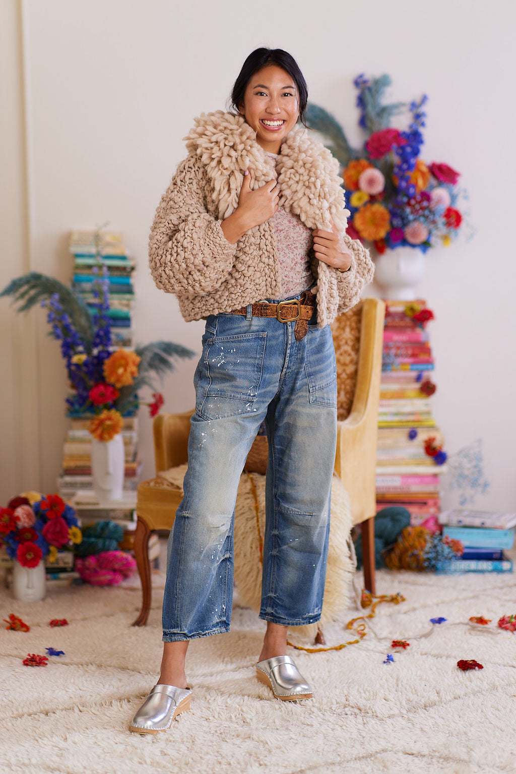 Rhinebeck Sweater Kit ~ Spun Cloud w/Solid Collar