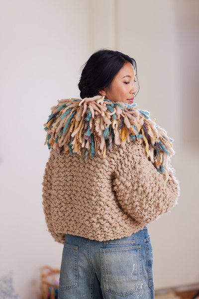 Rhinebeck Sweater Kit ~ Spun Cloud w/Multicolor Collar