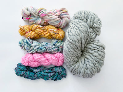 Rhinebeck Sweater Kit ~ Spun Cloud w/Multicolor Collar