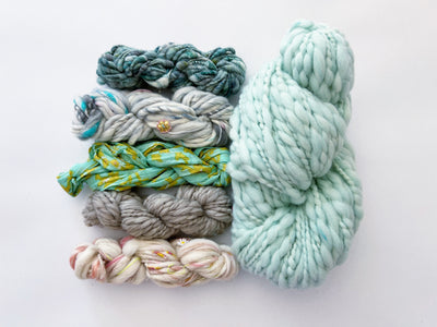 Rhinebeck Sweater Kit ~ Spun Cloud w/Multicolor Collar