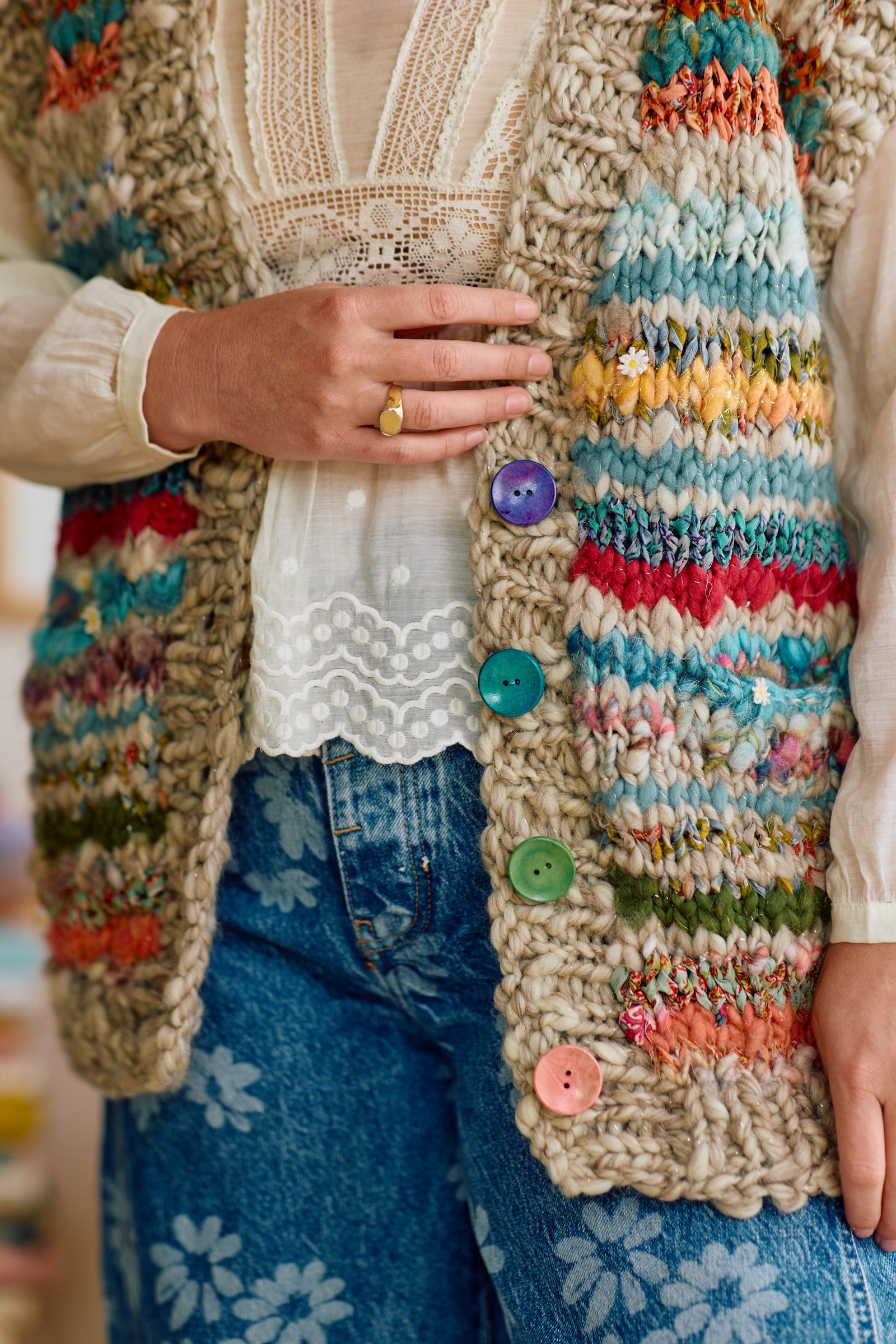Rodeo Vest Mixed Yarn ~ Knitalong Kit