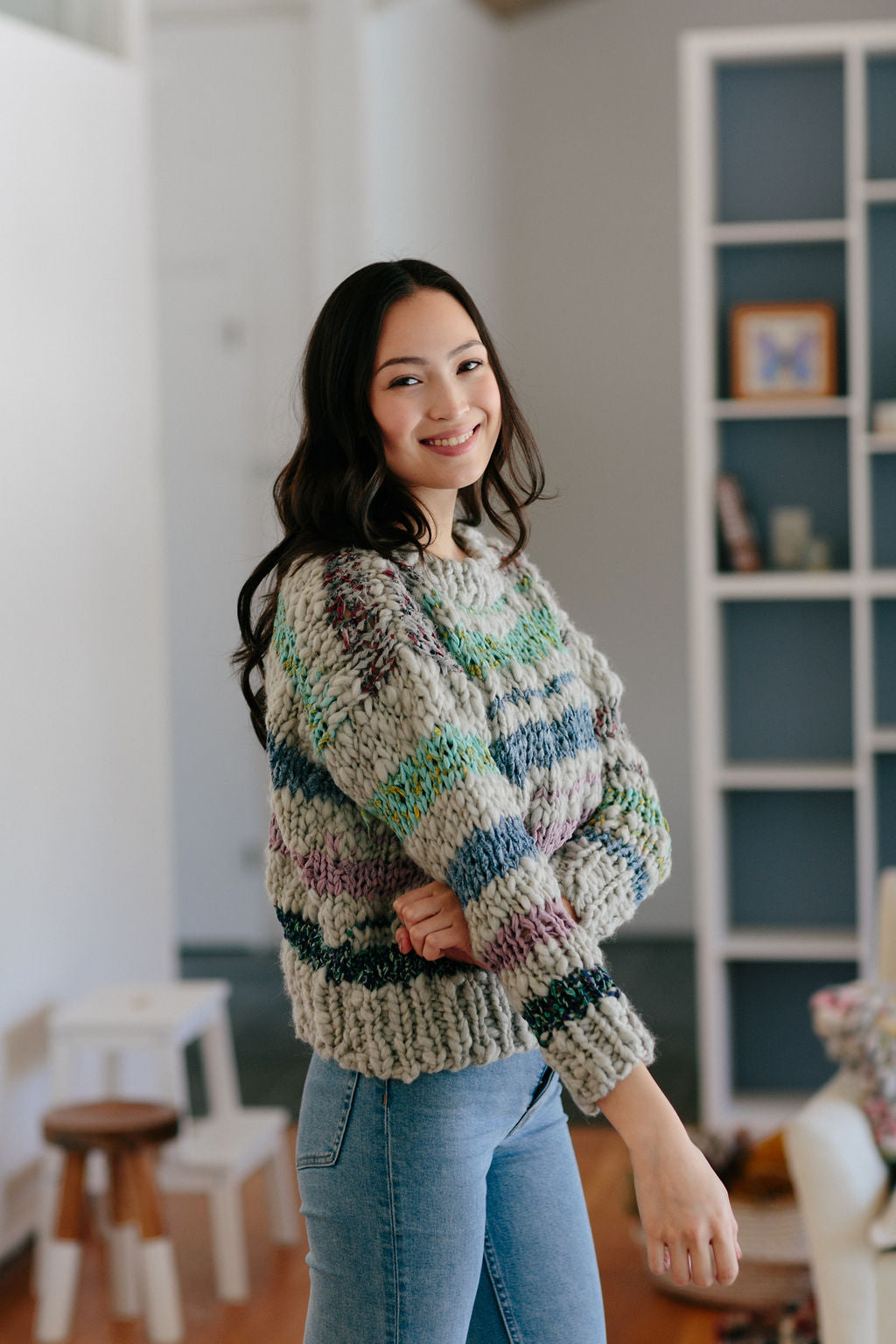 Saturday Sweater ~ Fog Heather / Sweet Dreams Sample 32