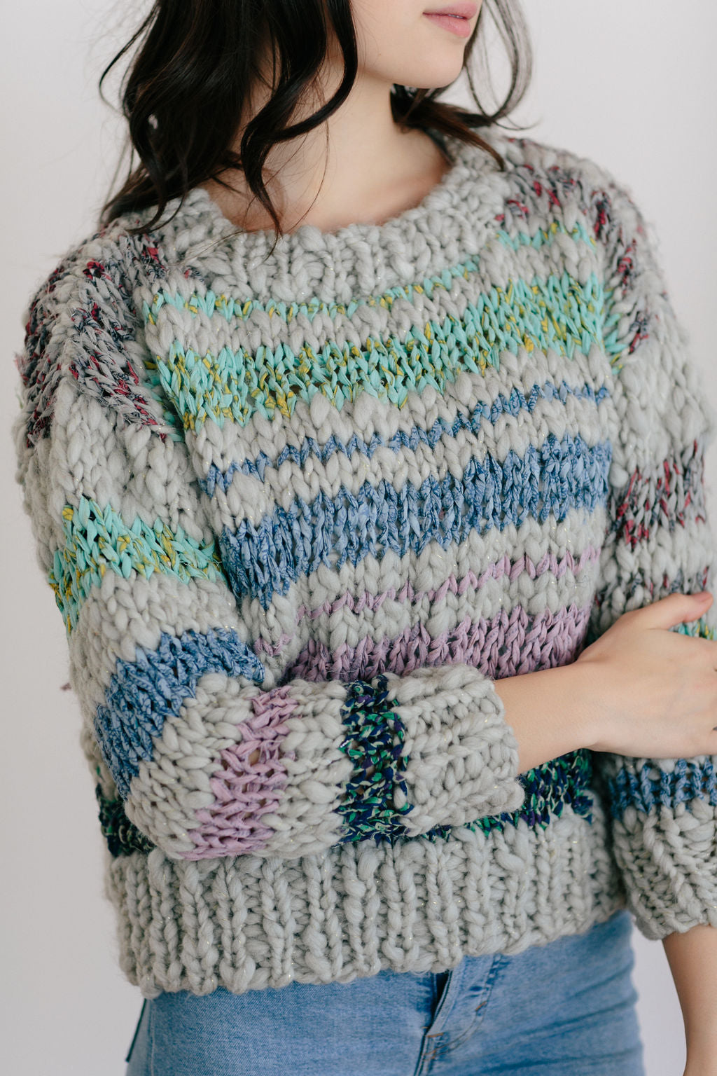 Saturday Sweater ~ Fog Heather / Sweet Dreams Sample 32