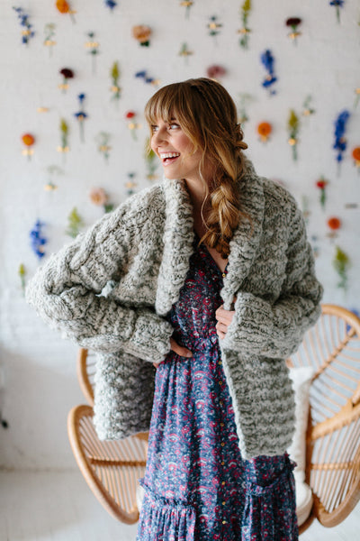 Snowcap Cable Cardi Pattern by Knit Collage 