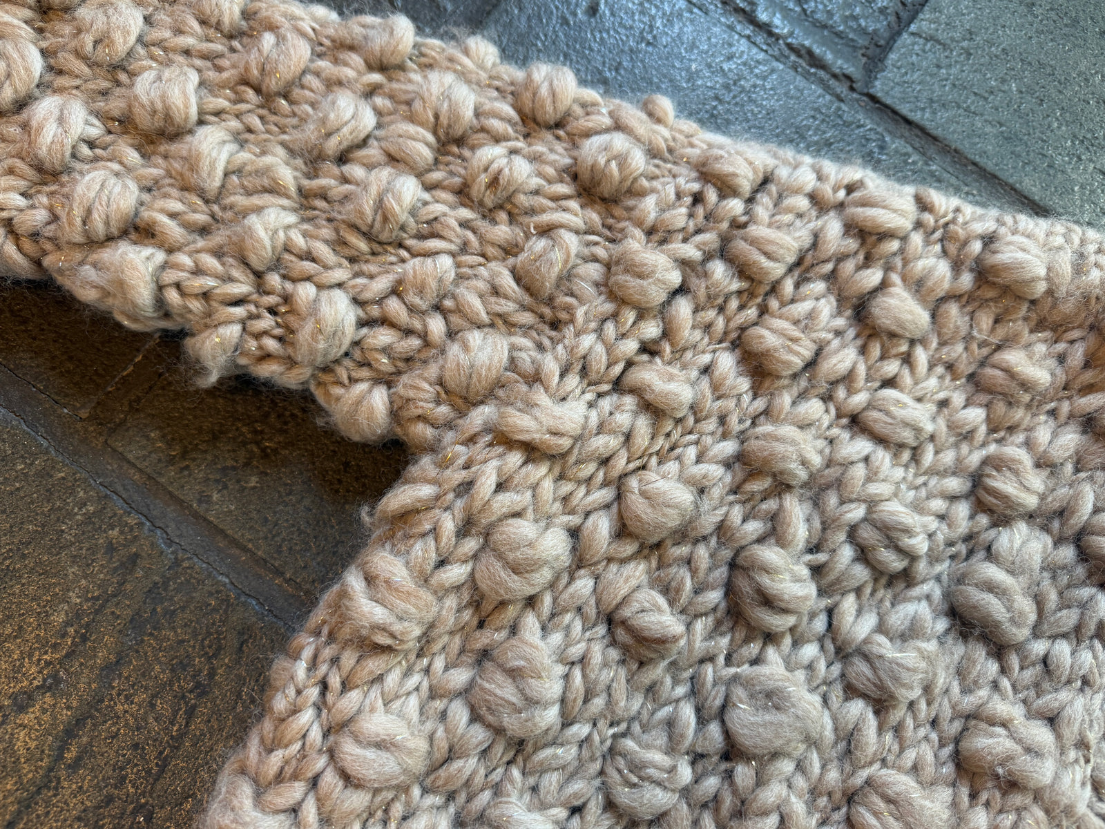 Snowfall Bobble Sweater ~ Creme Brulee Sample 56