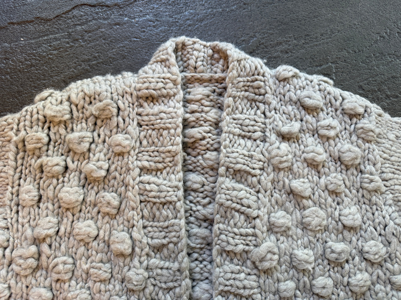 Snowfall Bobble Sweater ~ Fog Heather Sample 66