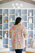 View of the Starfall Cardi granny squares from the back