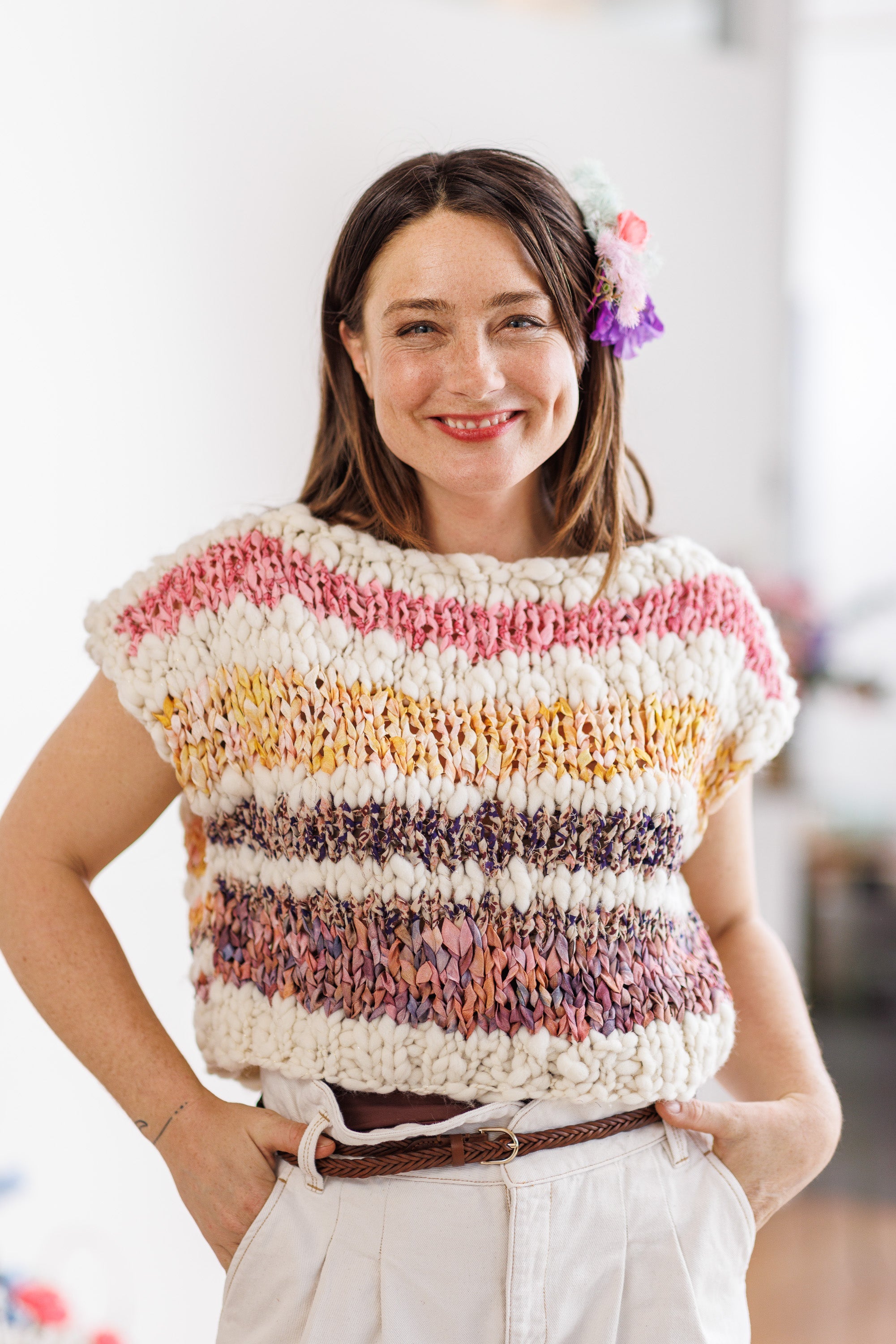 【オットンブレ様】C.P. COMPANY Summer Knit Knit Collage Summer Sweetness Cropped Sweater