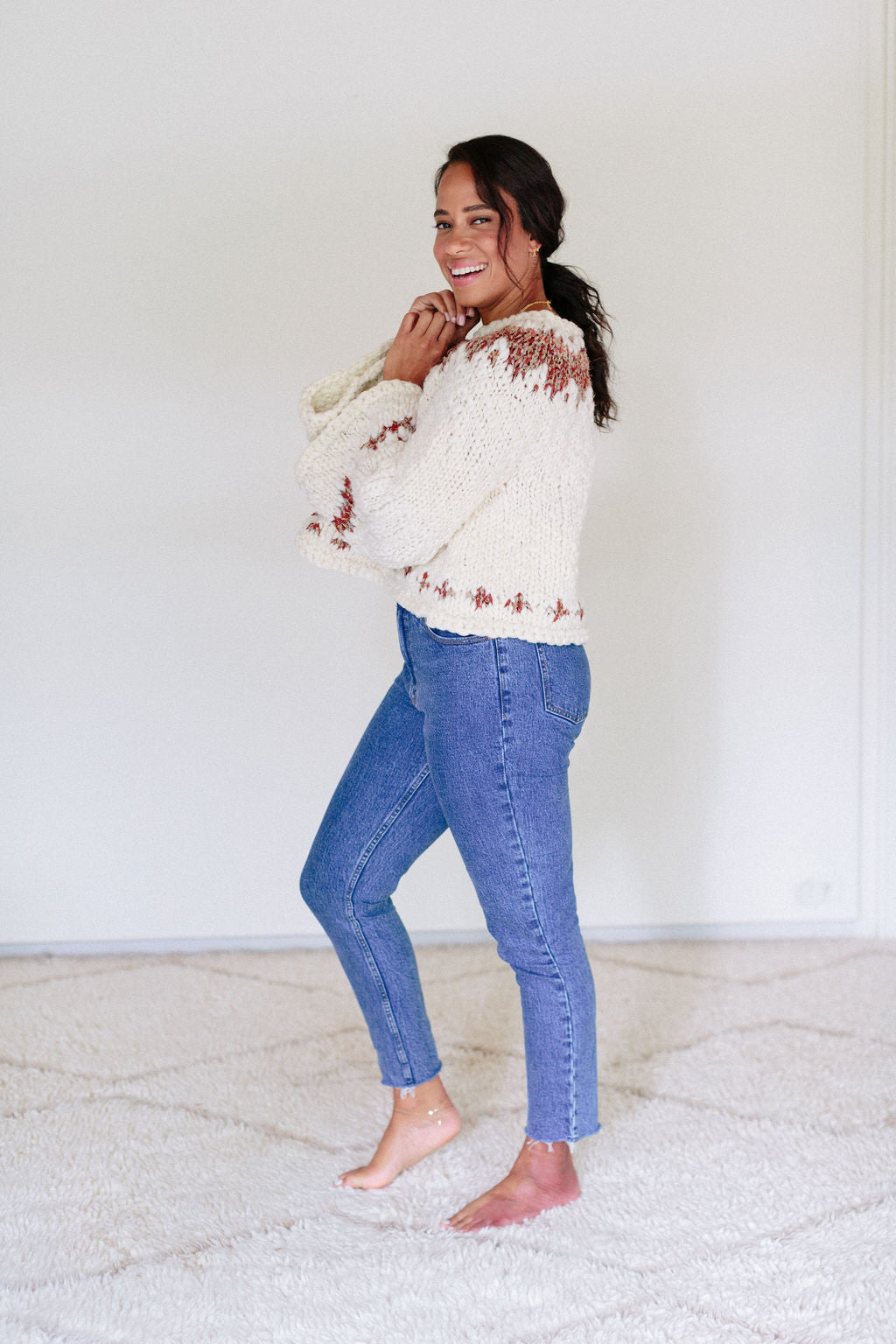 Exhale Sweater ~ French Vanilla / Sierra Redwood Sample 16