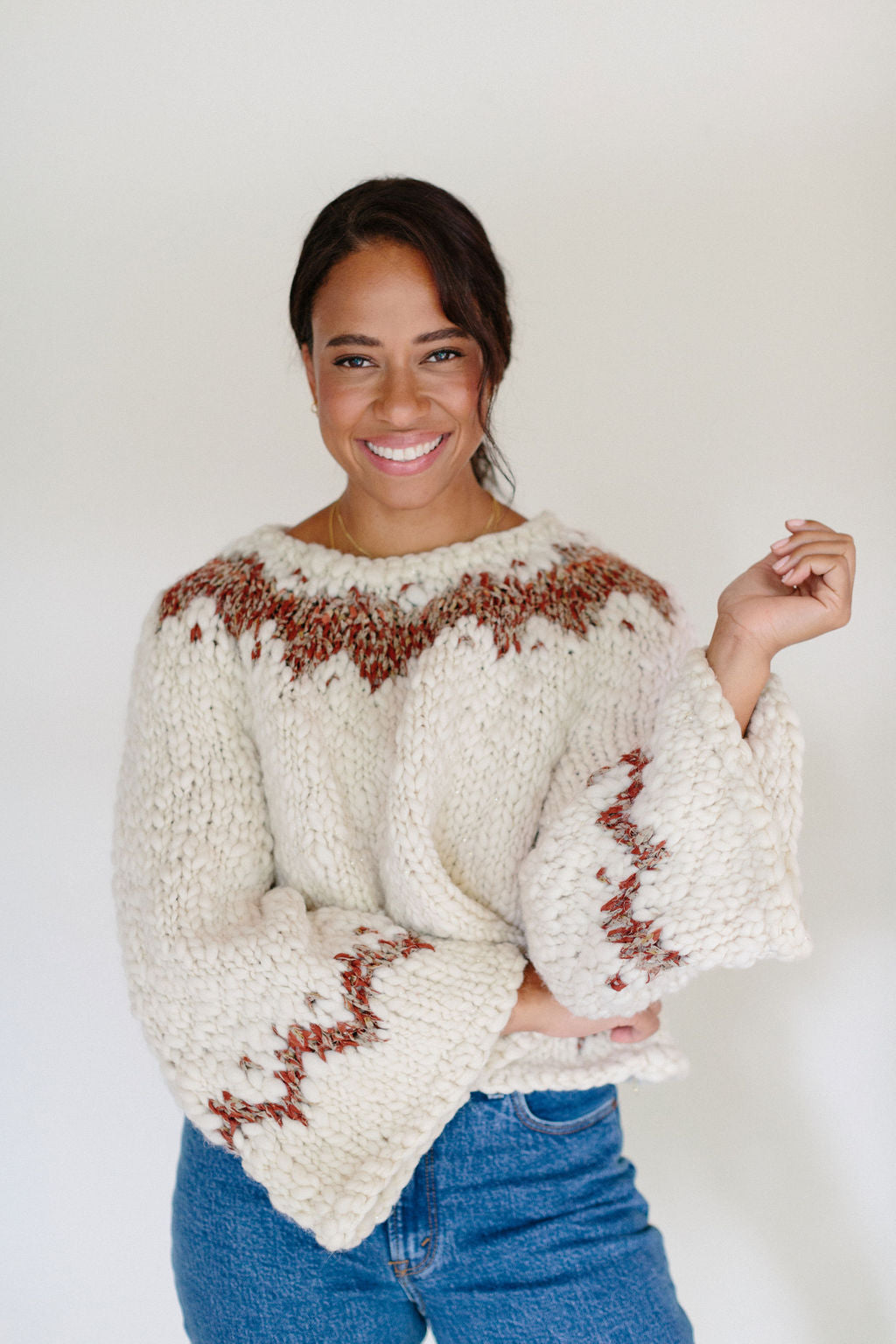Exhale Sweater ~ French Vanilla / Sierra Redwood Sample 16