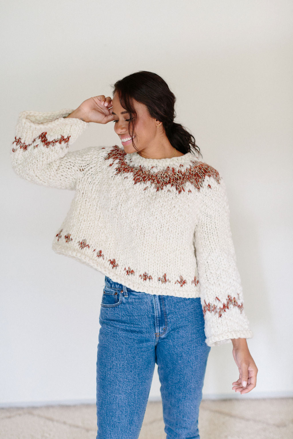 Exhale Sweater ~ French Vanilla / Sierra Redwood Sample 16