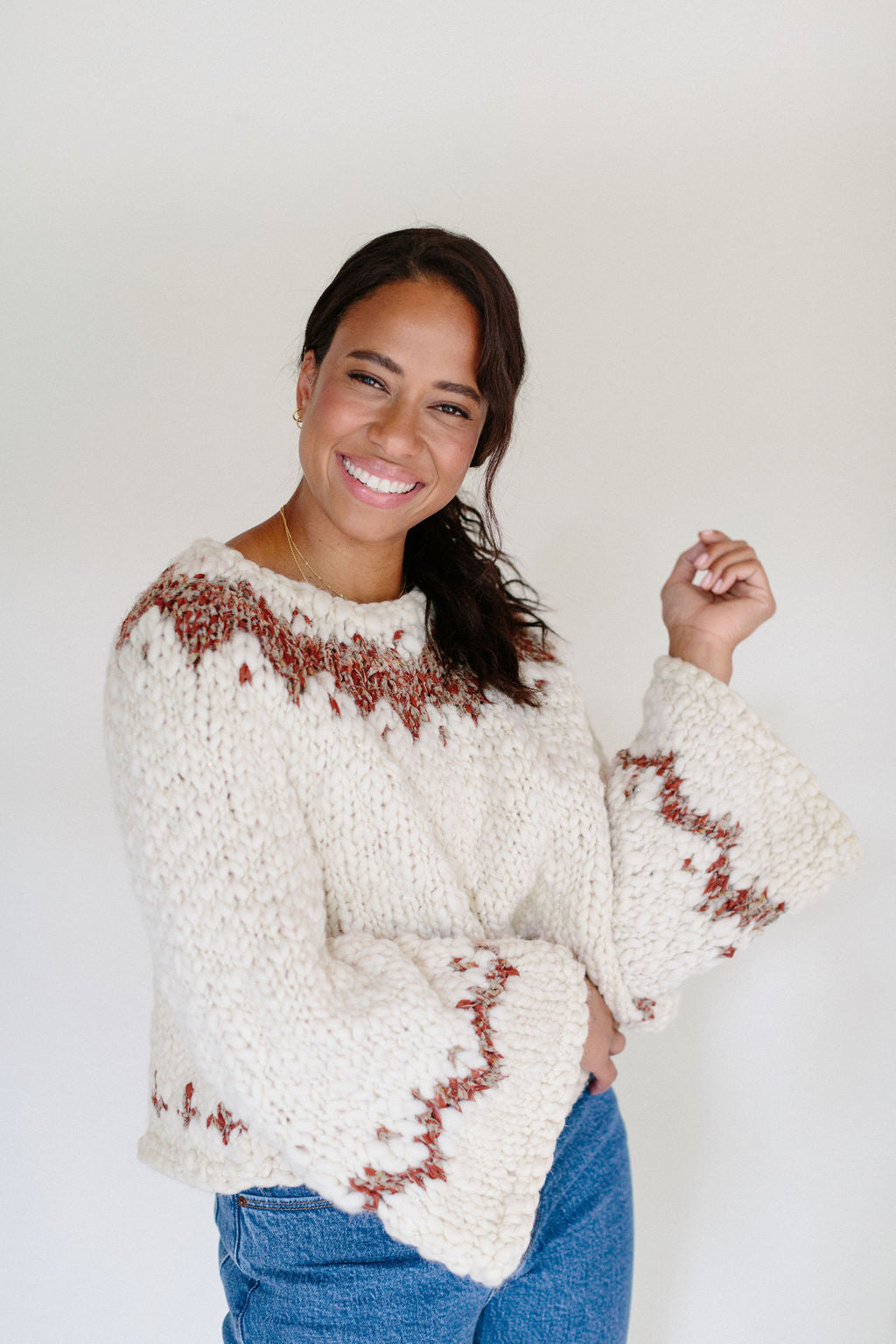 Exhale Sweater ~ French Vanilla / Sierra Redwood Sample 16