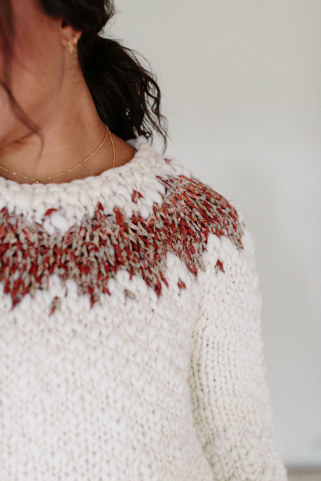 Exhale Sweater ~ French Vanilla / Sierra Redwood Sample 16