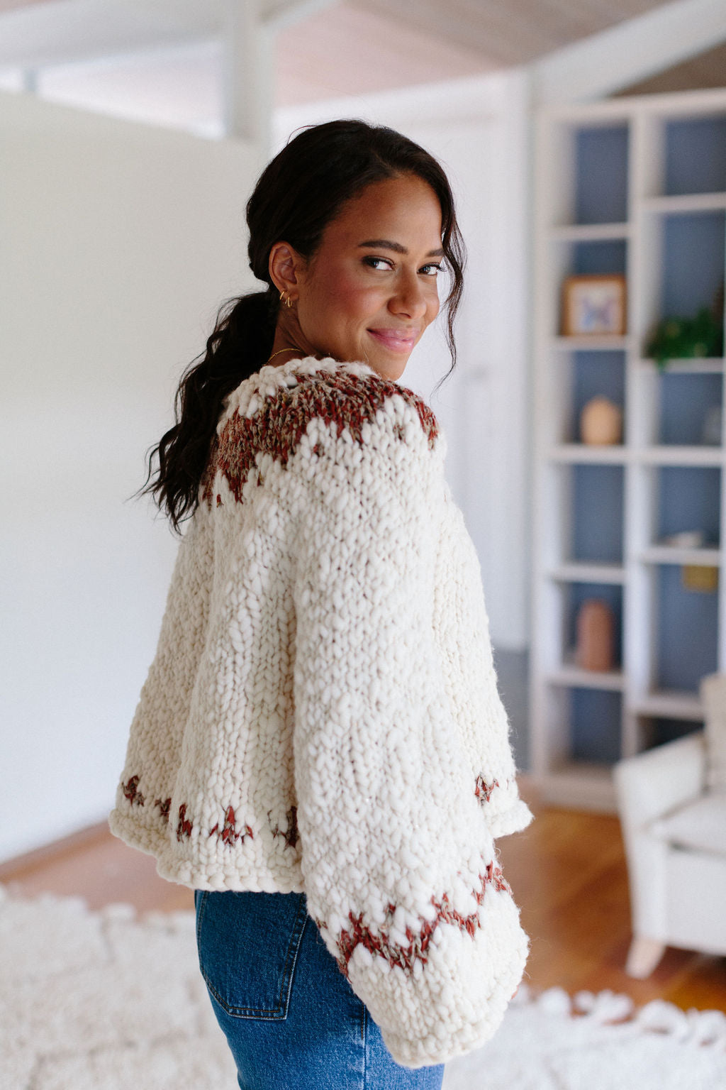 Exhale Sweater ~ French Vanilla / Sierra Redwood Sample 16