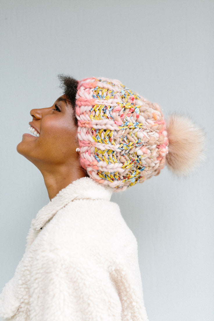 Big Sky Brioche Hat Pattern Knit Collage