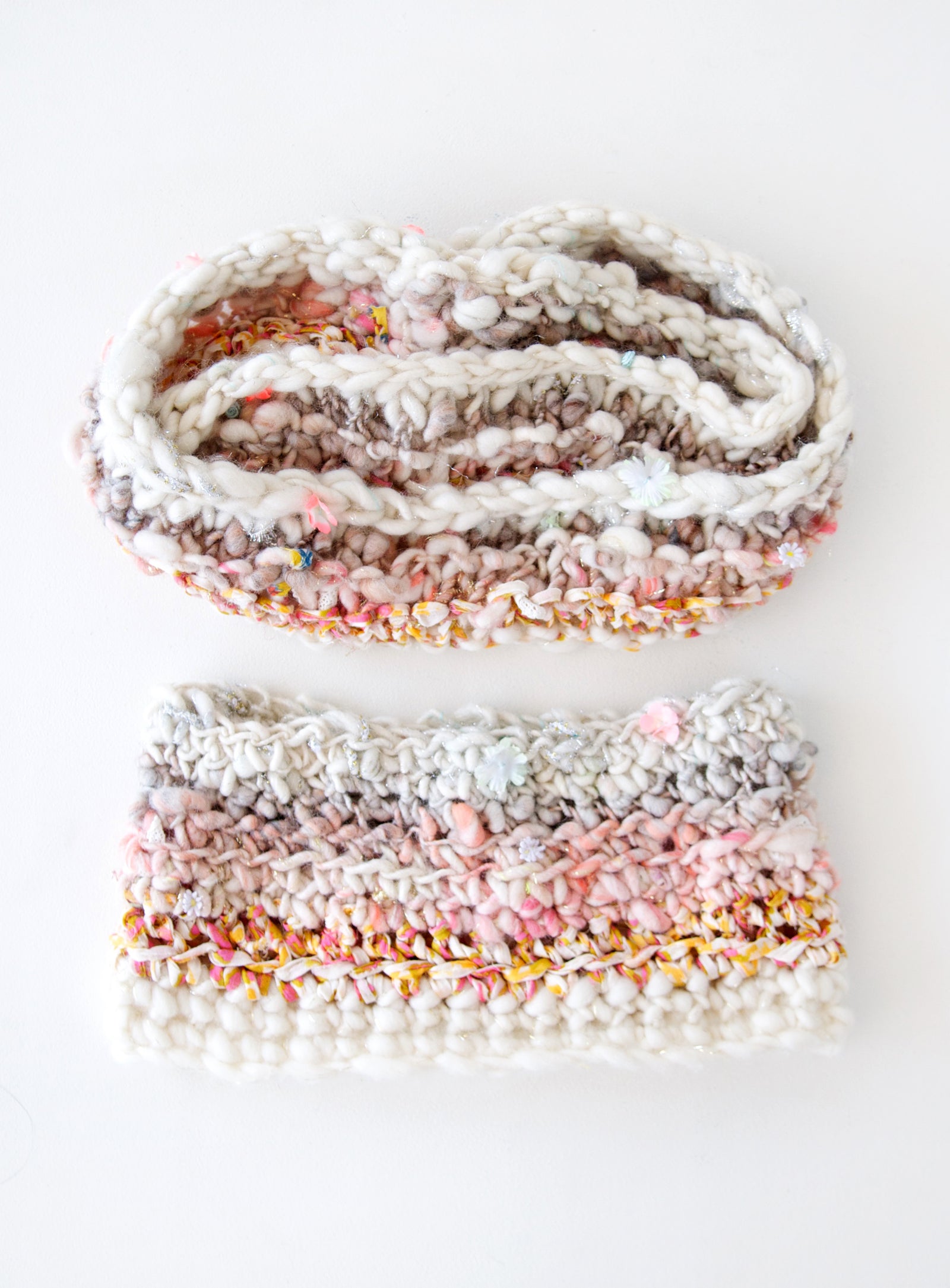 Knit Collage Sampler Kit Patterns - Cowl with mini skeins of yarn