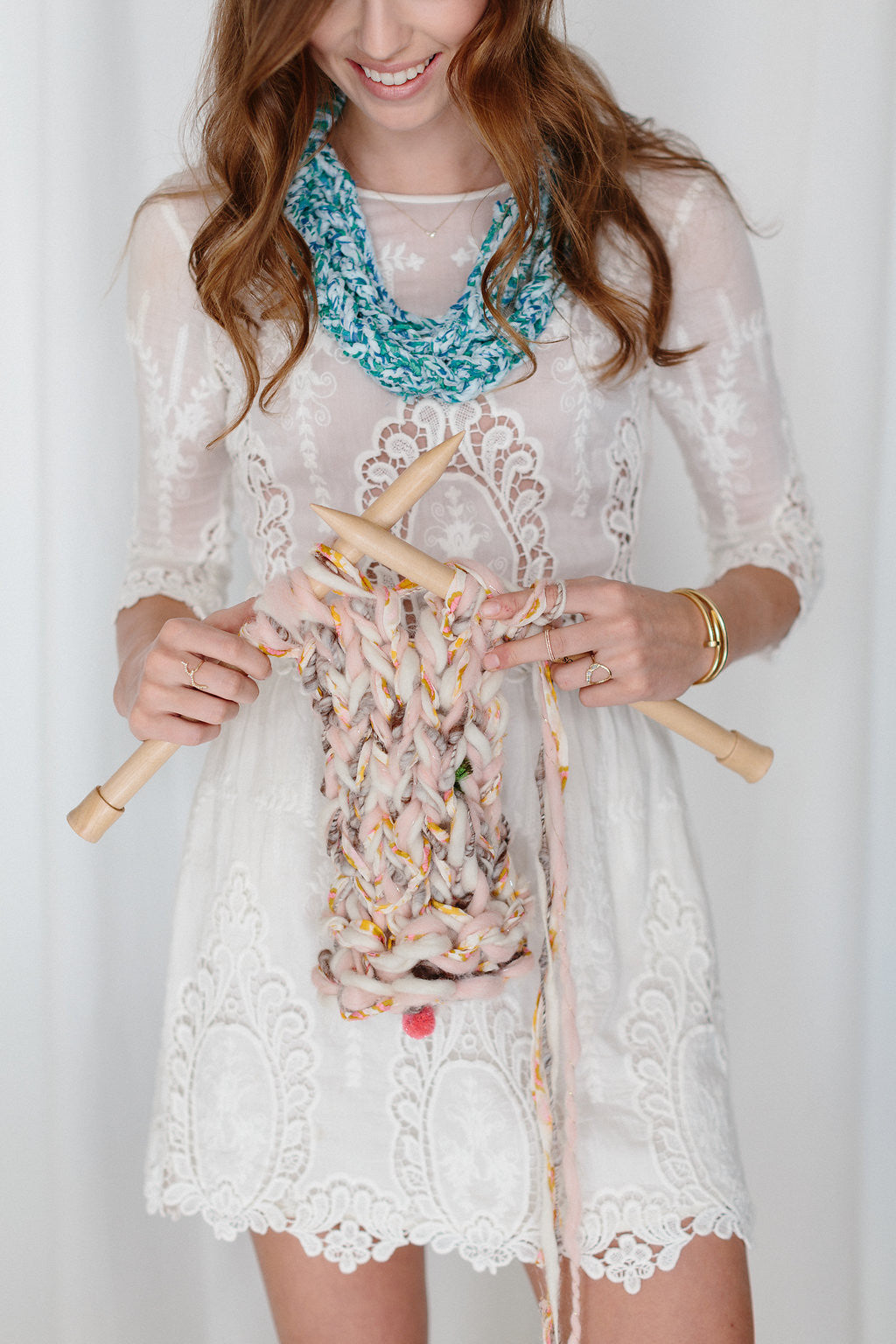 Wanderful Necklace - knit collage knitting pattern, chunky yarn 