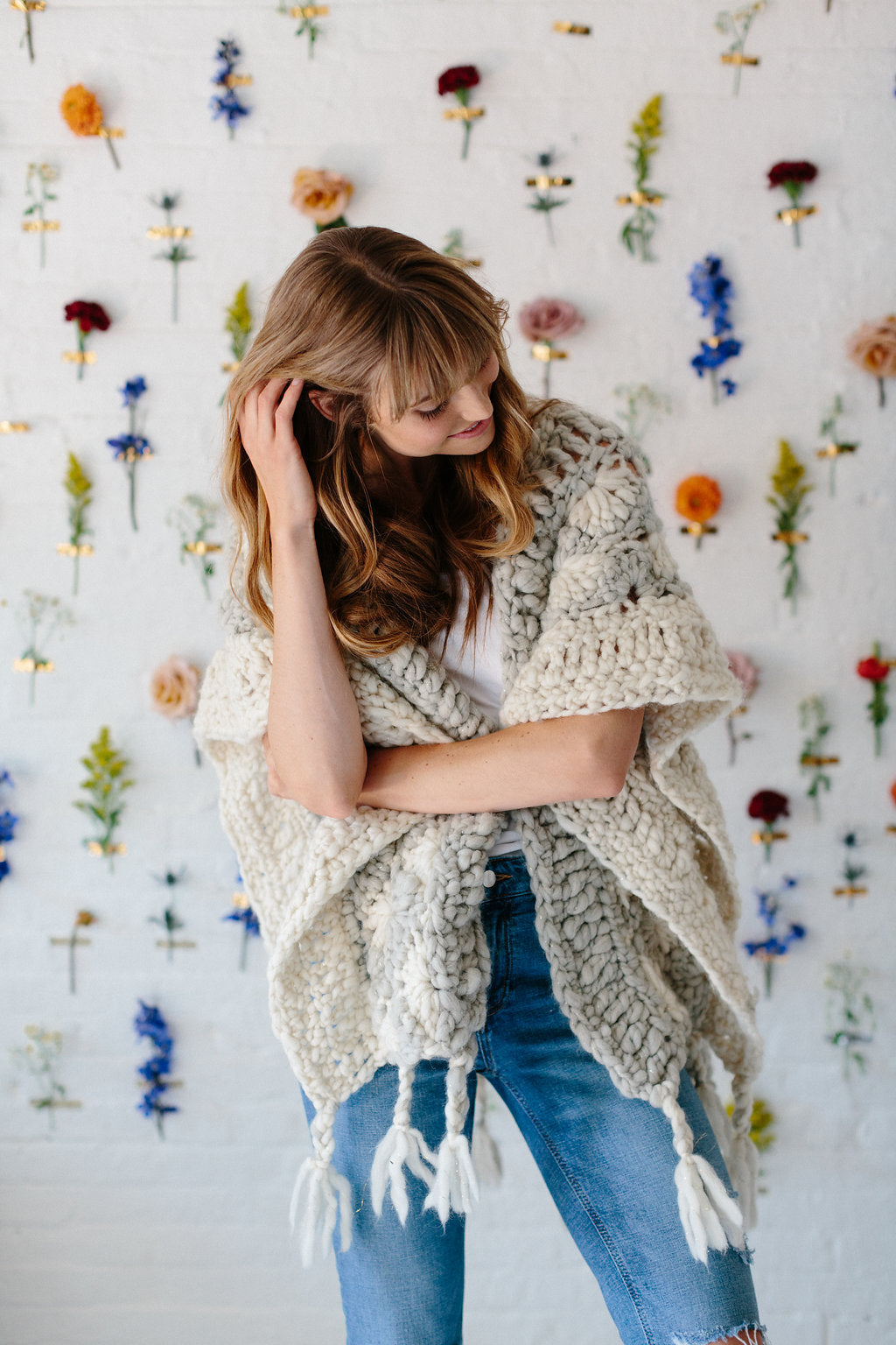 Knit Collage Starburst Cloud Poncho Pattern Crochet pattern for bulky chunky yarn