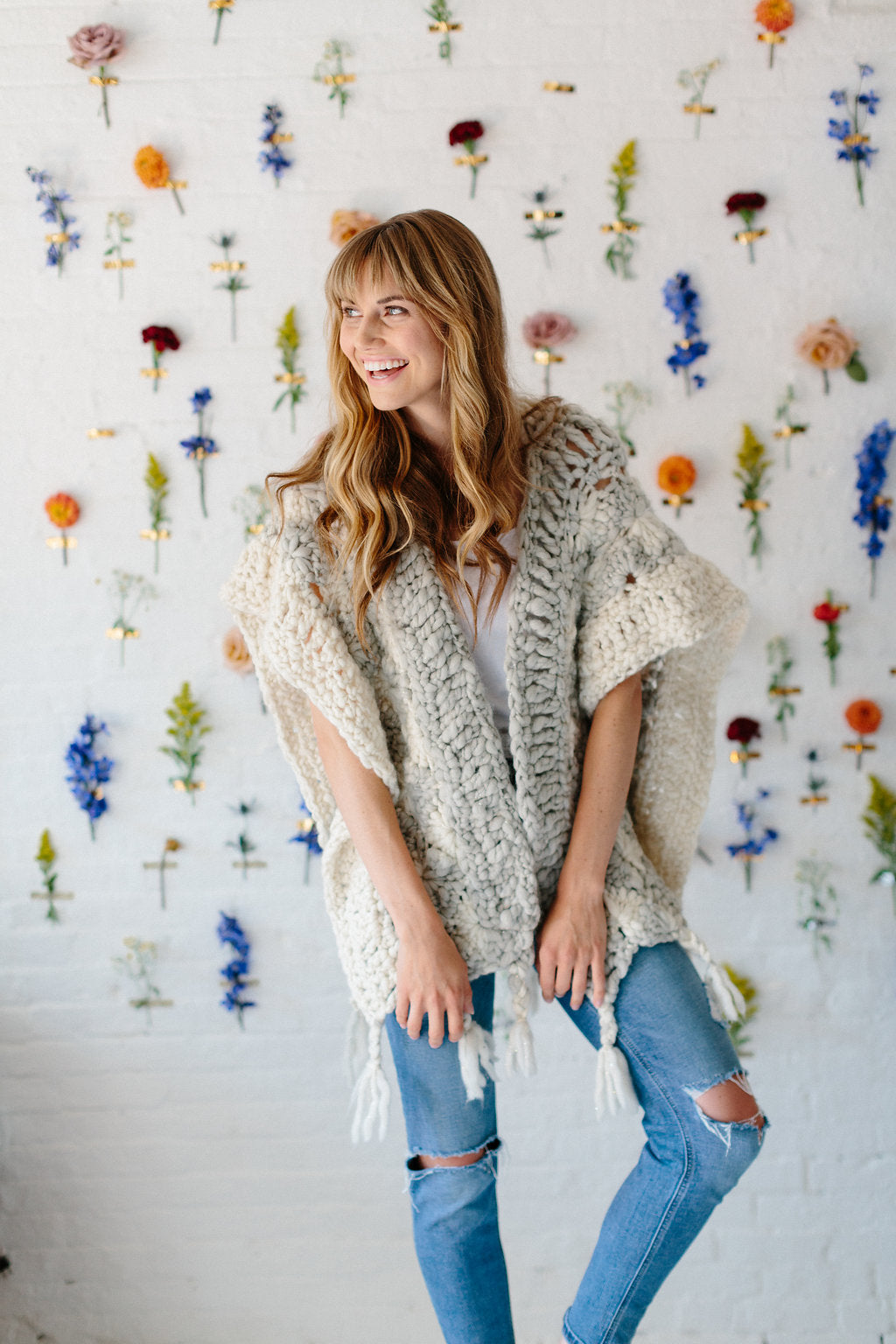 Knit Collage Starburst Cloud Poncho Pattern Crochet pattern for bulky chunky yarn
