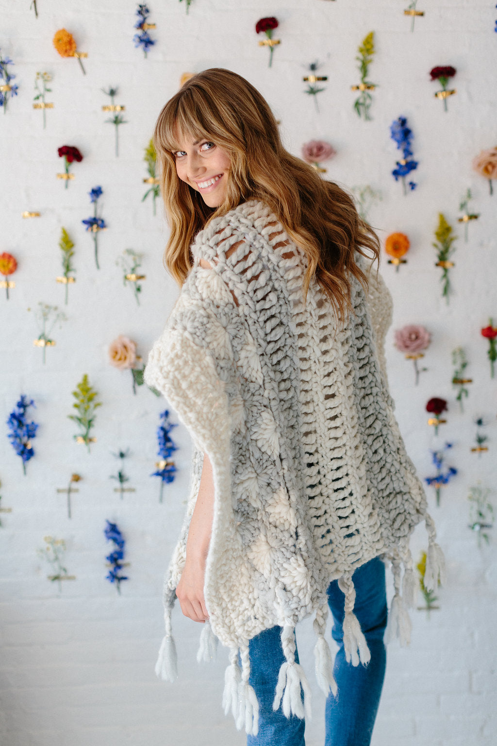 Knit Collage Starburst Cloud Poncho Pattern Crochet pattern for bulky chunky yarn