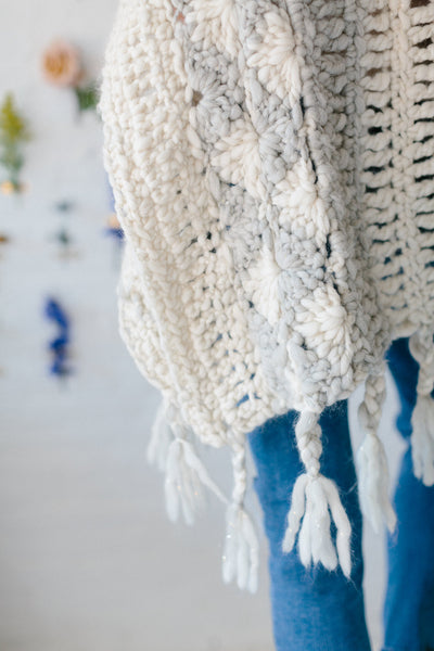 Knit Collage Starburst Cloud Poncho Pattern Crochet pattern for bulky chunky yarn
