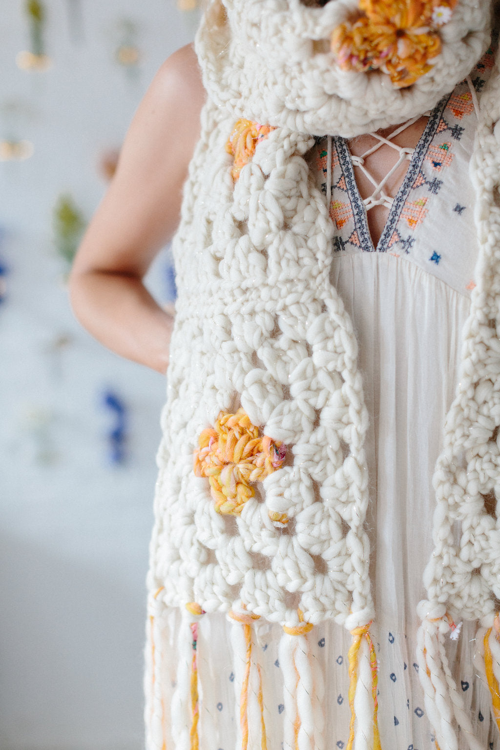 Knit Collage Sunshine Cloud Scarf Pattern - simple crochet pattern for bulky chunk yarns