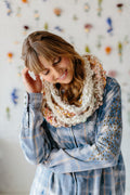Knit Collage Sampler Kit Patterns - Cowl with mini skeins of yarn