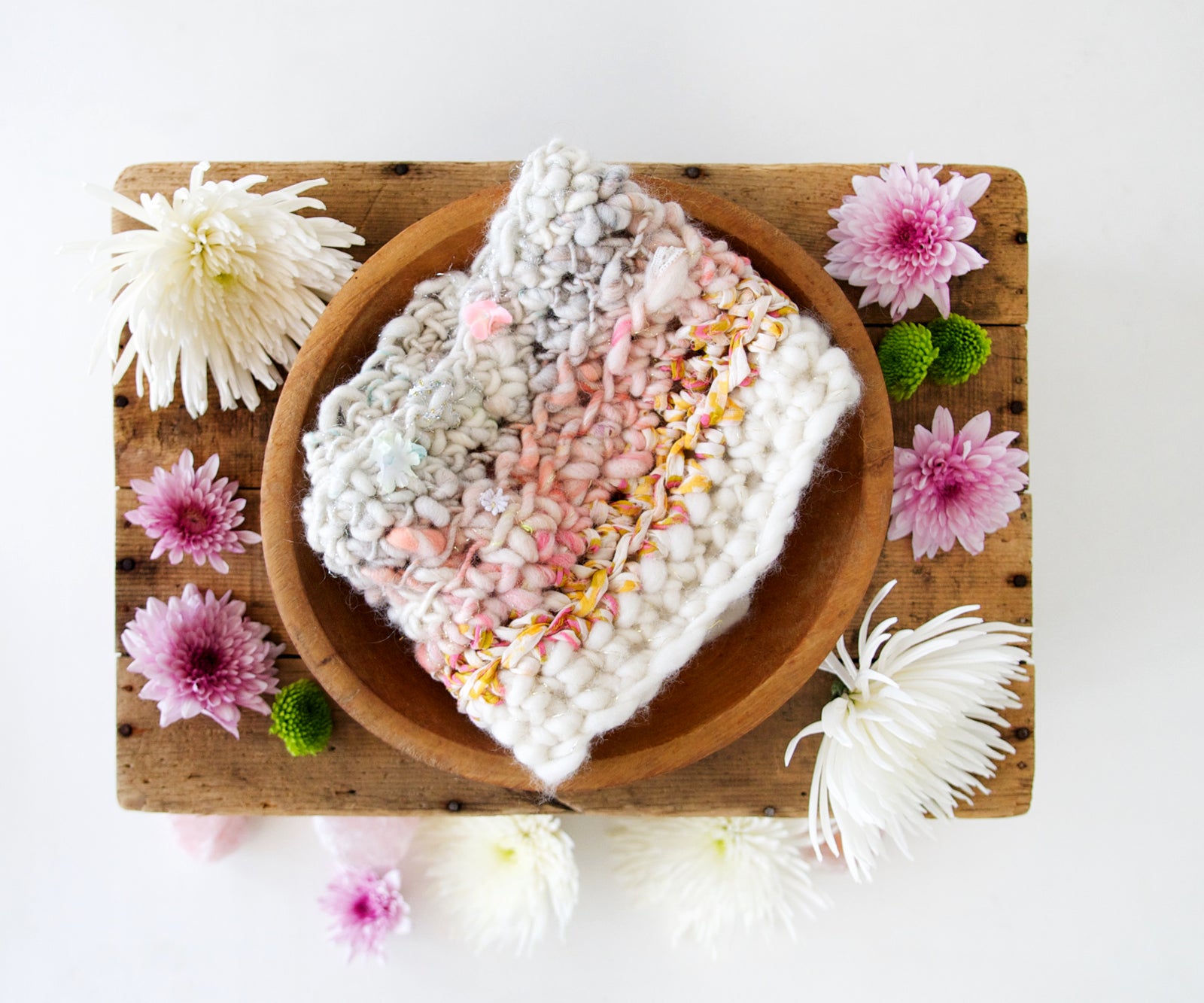 Knit Collage Sampler Kit Patterns - Cowl with mini skeins of yarn