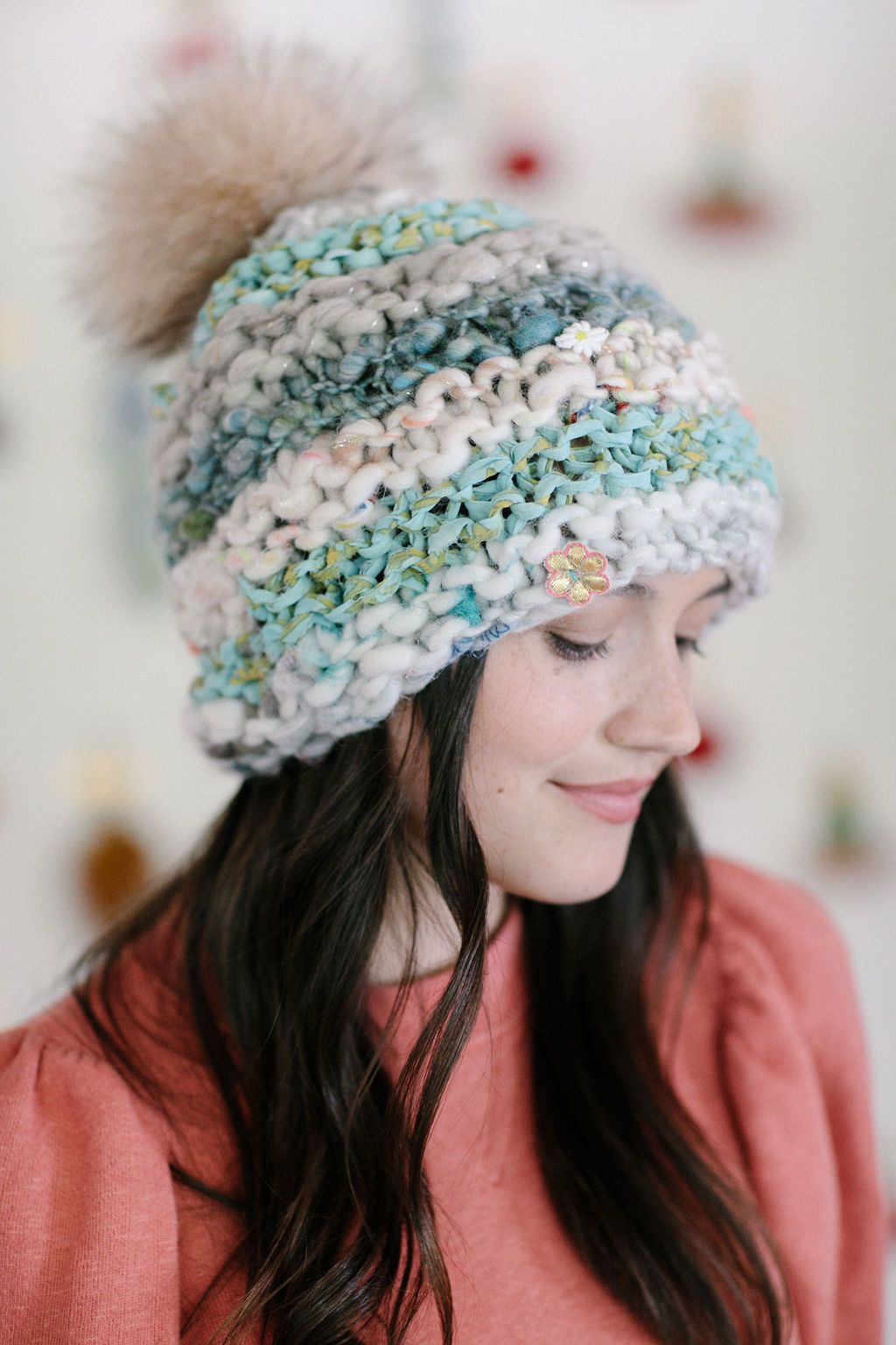 Hometown Beanie Hat Pattern Knit Collage