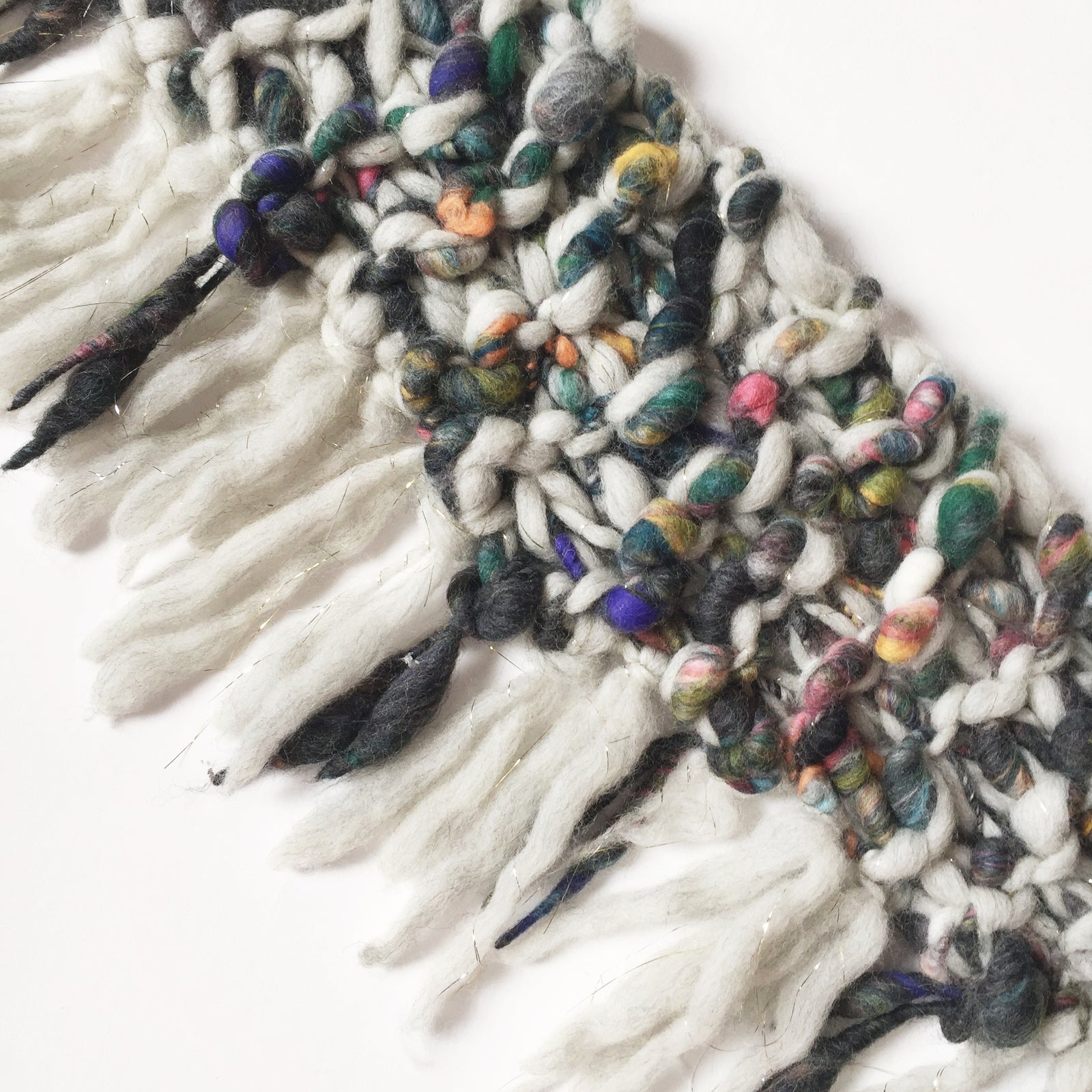 Wild Cat Fringe Scarf Pattern by Knit Collage, simple chunky knit scarf for bulky yarns