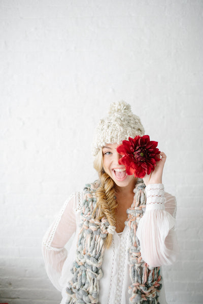 Knit Collage Snow Bunny Cable Beanie Hat Knitting Pattern
