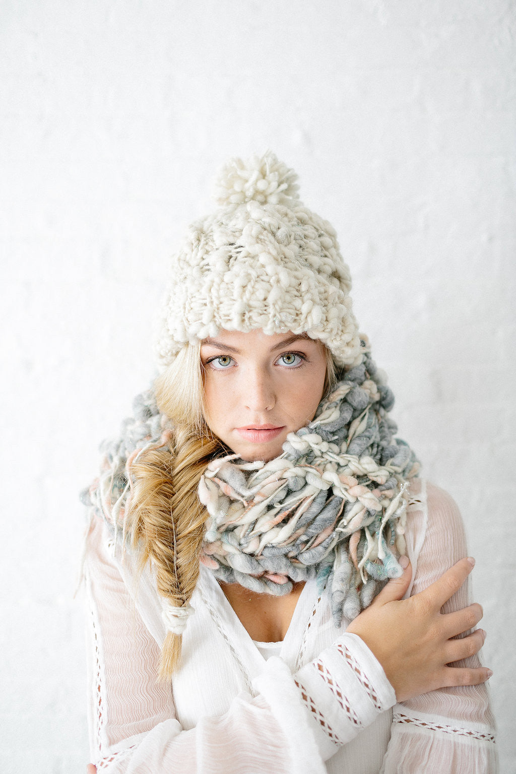 Knit Collage Snow Bunny Cable Beanie Hat Knitting Pattern