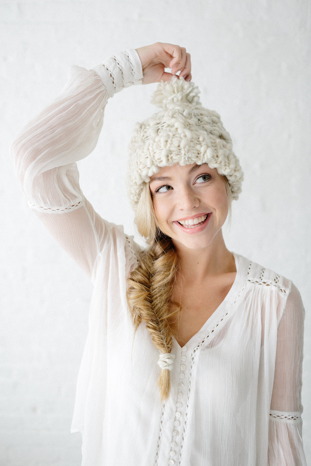 Knit Collage Snow Bunny Cable Beanie Hat Knitting Pattern