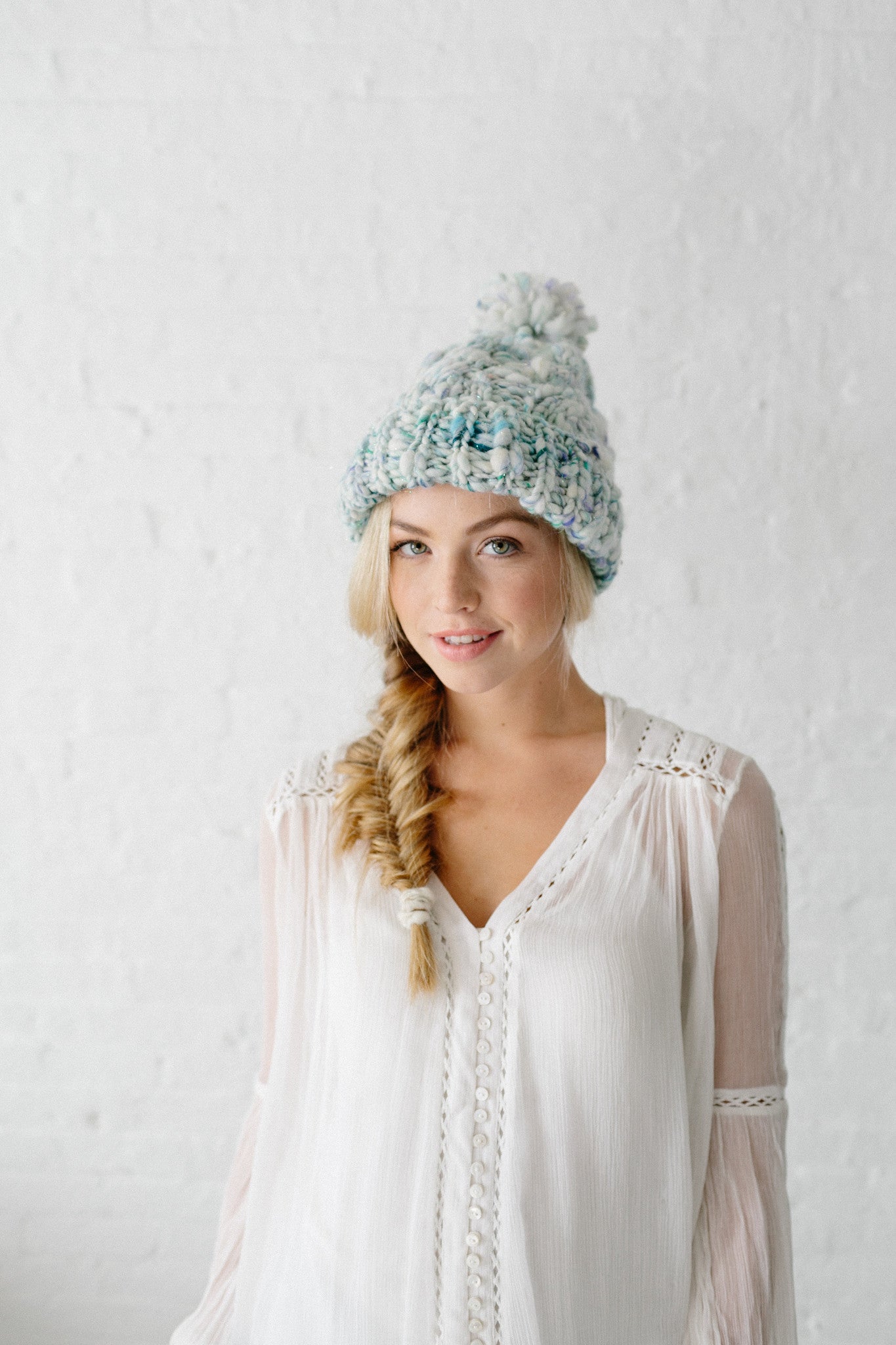 Knit Collage Snow Bunny Cable Beanie Hat Knitting Pattern