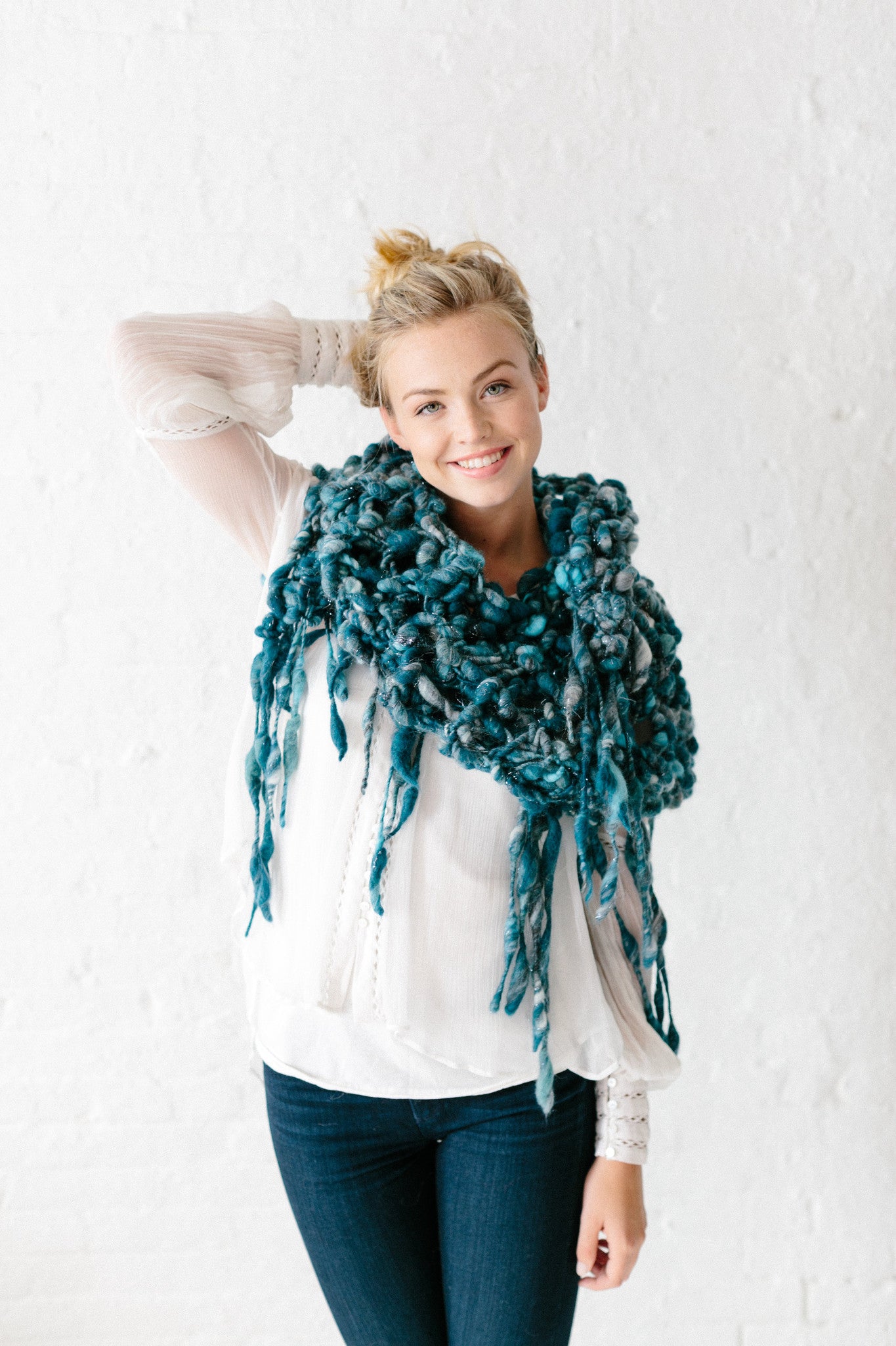 Knit Collage Runaway Fringe Cowl Pattern