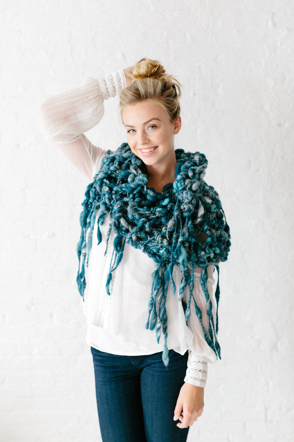 Knit Collage Runaway Fringe Cowl Pattern