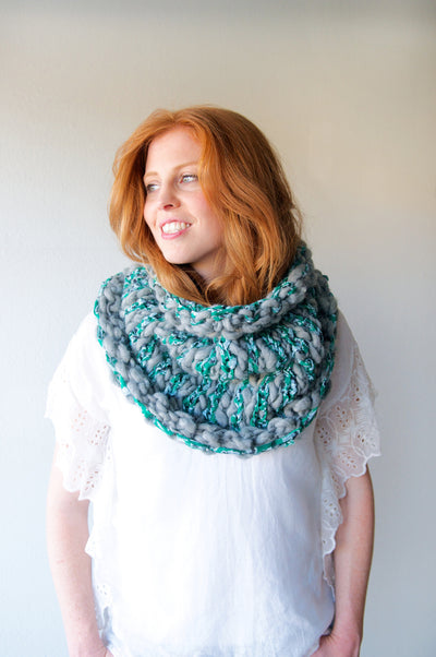 Knit Collage Stripe Story Cowl Pattern