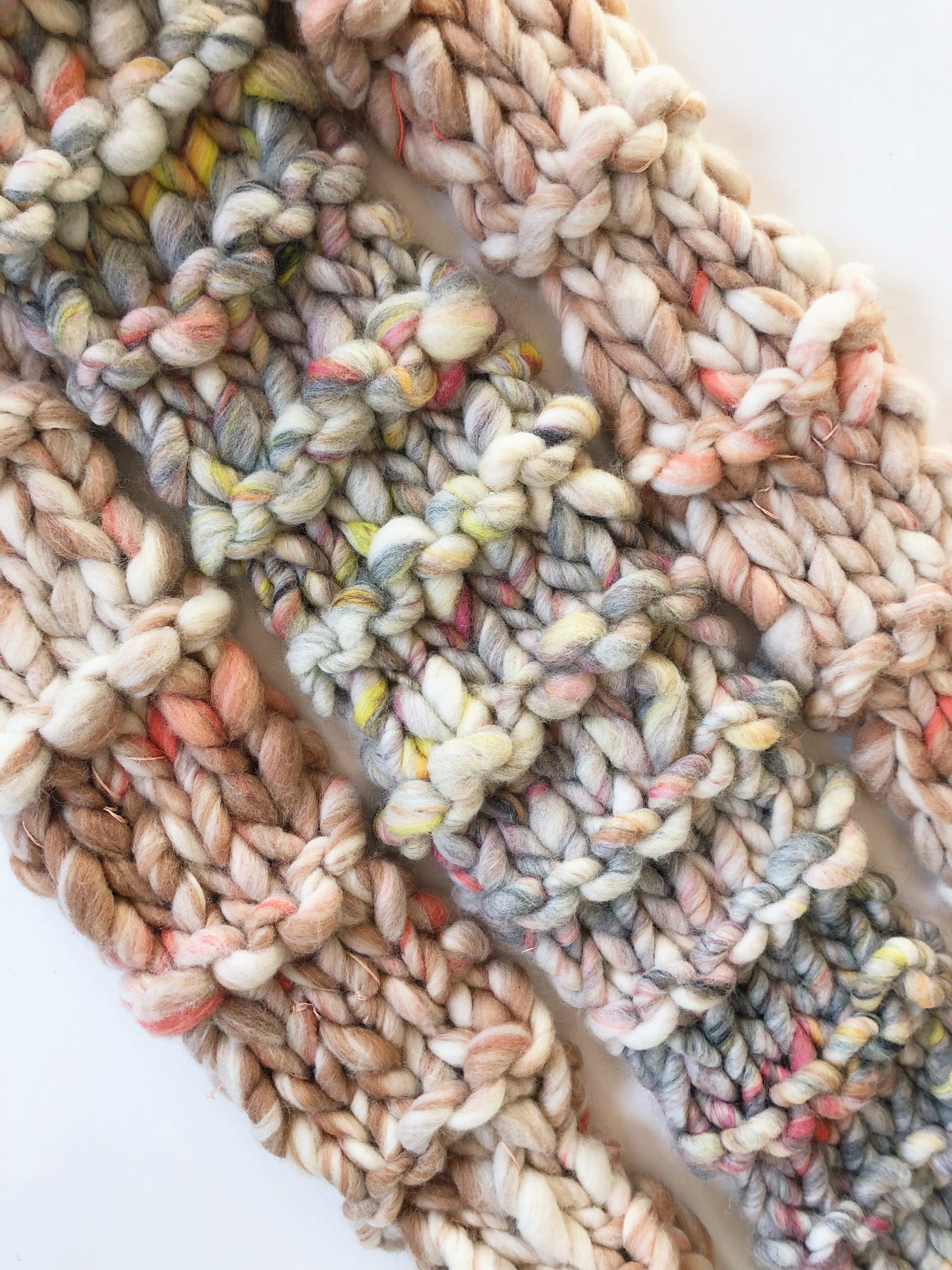 knit collage pom Bomb scarf free Knitting Pattern