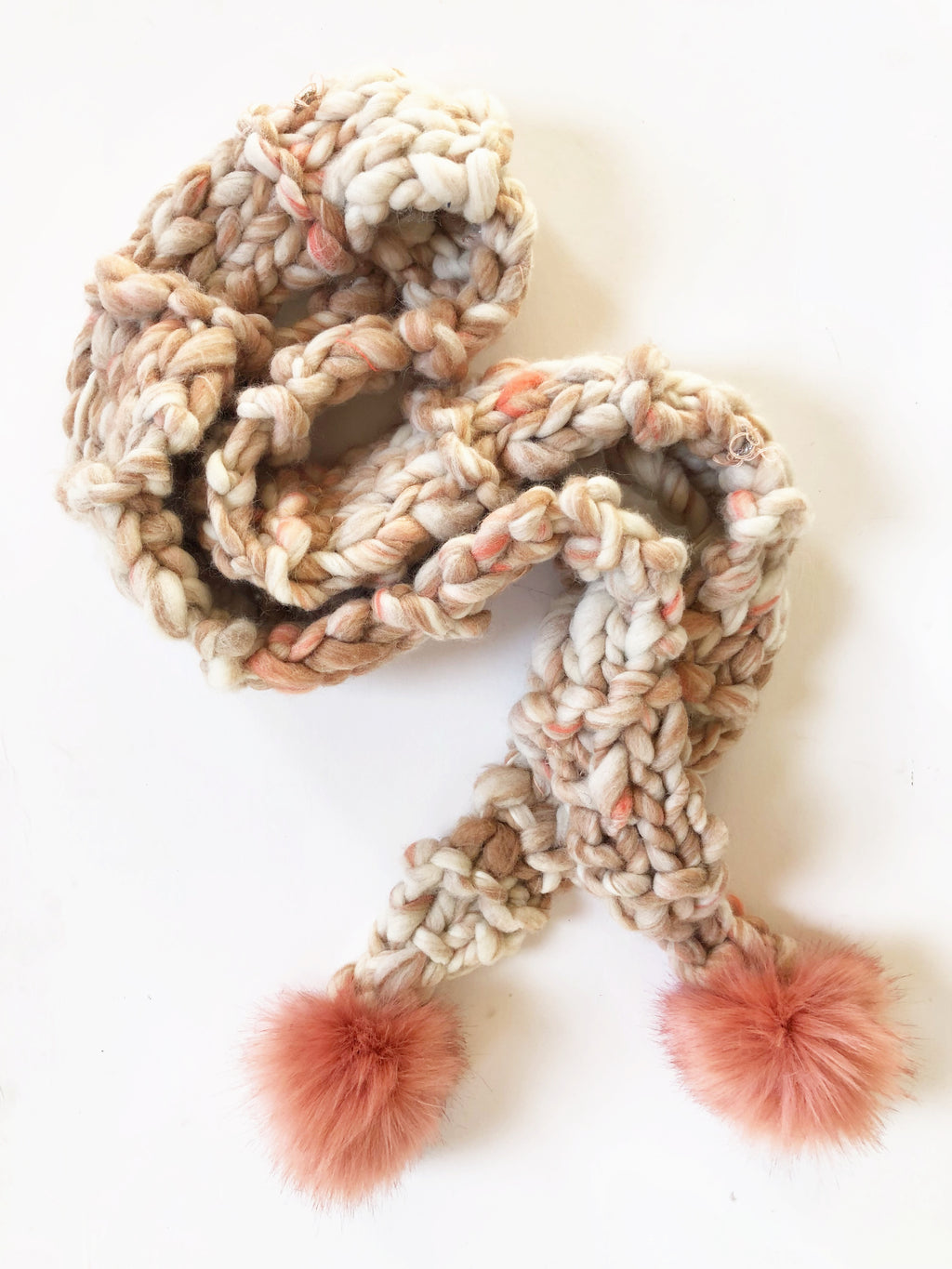knit collage pom Bomb scarf free Knitting Pattern