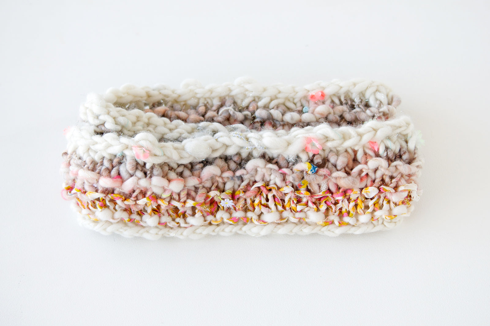 Knit Collage Sampler Kit Patterns - Cowl with mini skeins of yarn
