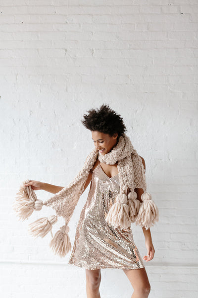 Knit Collage Mistletoe Tassel Scarf Knitting Pattern