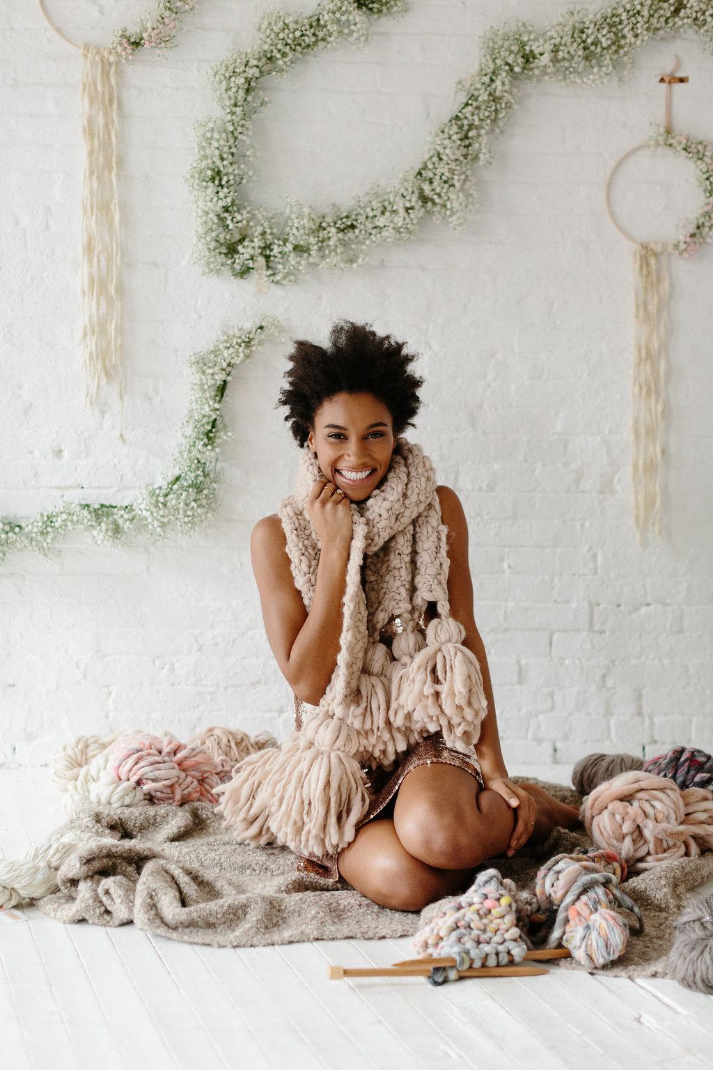 Knit Collage Mistletoe Tassel Scarf Knitting Pattern