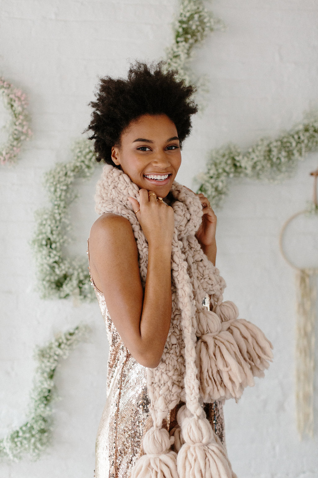 Knit Collage Mistletoe Tassel Scarf Knitting Pattern