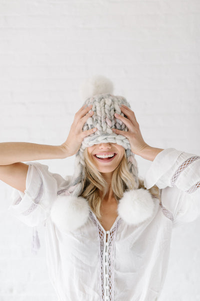 Knit Collage Pom Bomb Hat Knitting Pattern